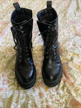 Nasty Gal Black Lace-Up Combat Boots